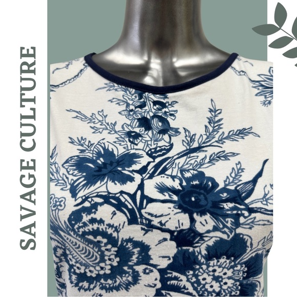 Savage Culture Sleeveless Summer Dress Blue White Mixed Pattern Size Medium - Picture 7 of 10